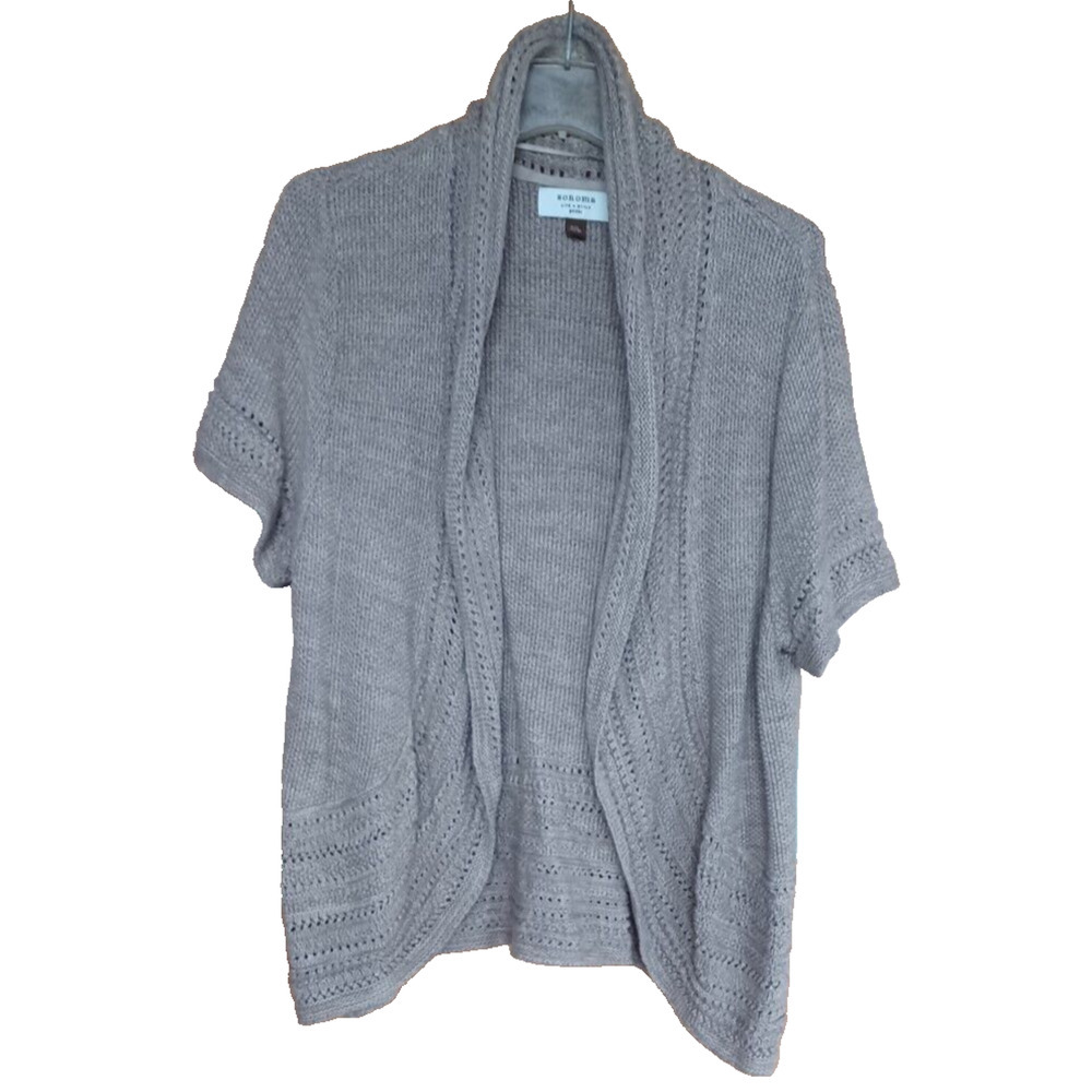 SONOMA Beige Mixed Knit Short Sleeve Open Cardigan Womens P/XL Office Boho Fall